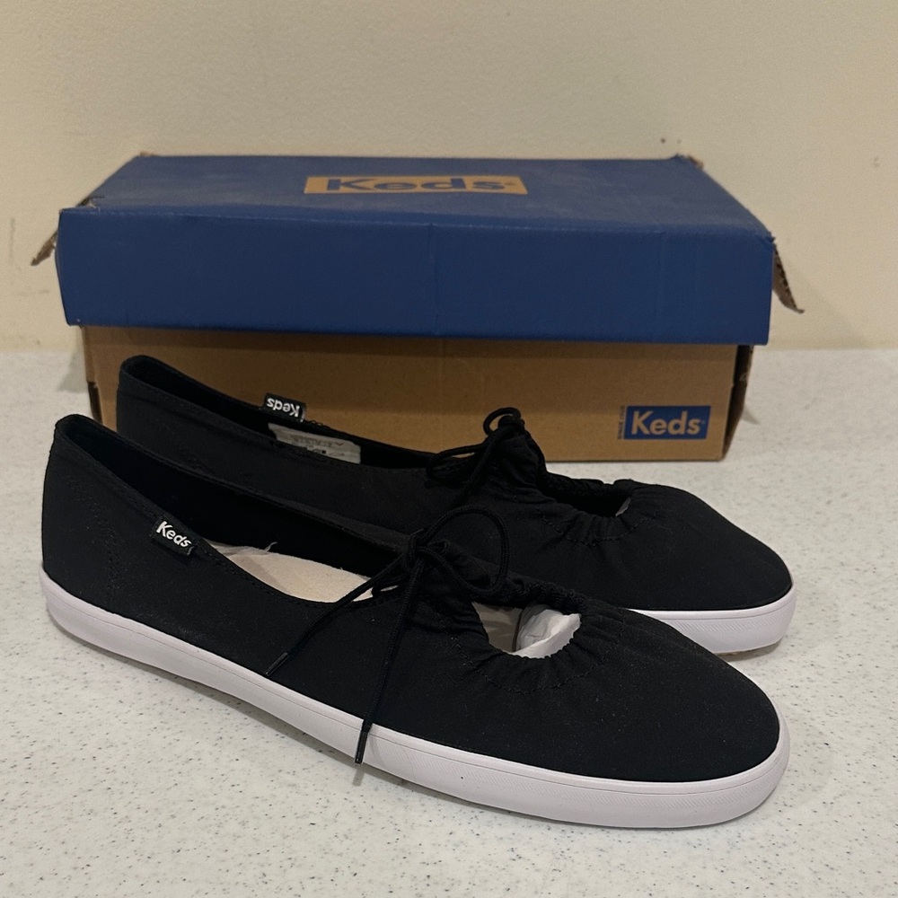 Keds Women's Mira Canvas Black Canvas Ballet Sneakers